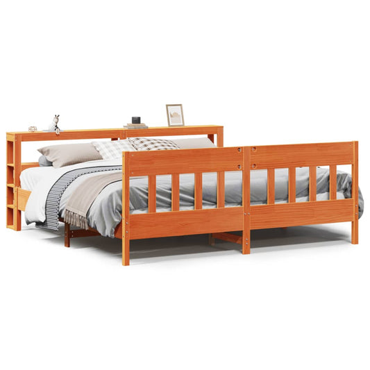 Bed Frame without Mattress Wax Brown 180x200 cm Super King Solid Wood Pine