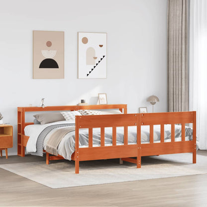 Bed Frame without Mattress Wax Brown 180x200 cm Super King Solid Wood Pine