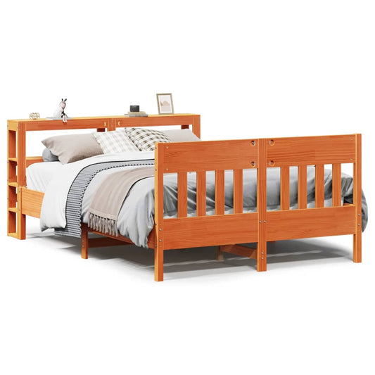 Bed Frame without Mattress Wax Brown 160x200 cm Solid Wood Pine