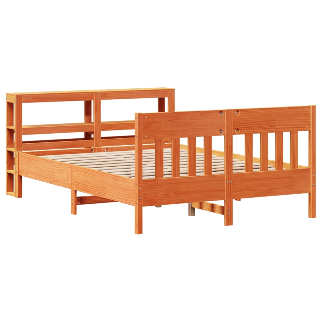 Bed Frame without Mattress Wax Brown 160x200 cm Solid Wood Pine