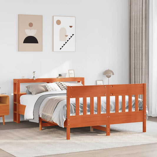 Bed Frame without Mattress Wax Brown 140x200 cm Solid Wood Pine
