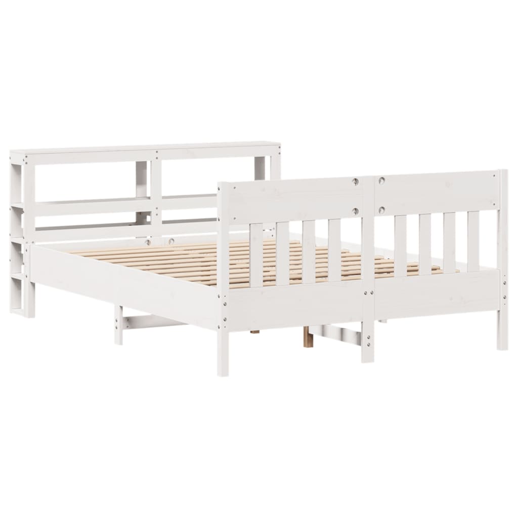 Bed Frame without Mattress White 120x200 cm Solid Wood Pine