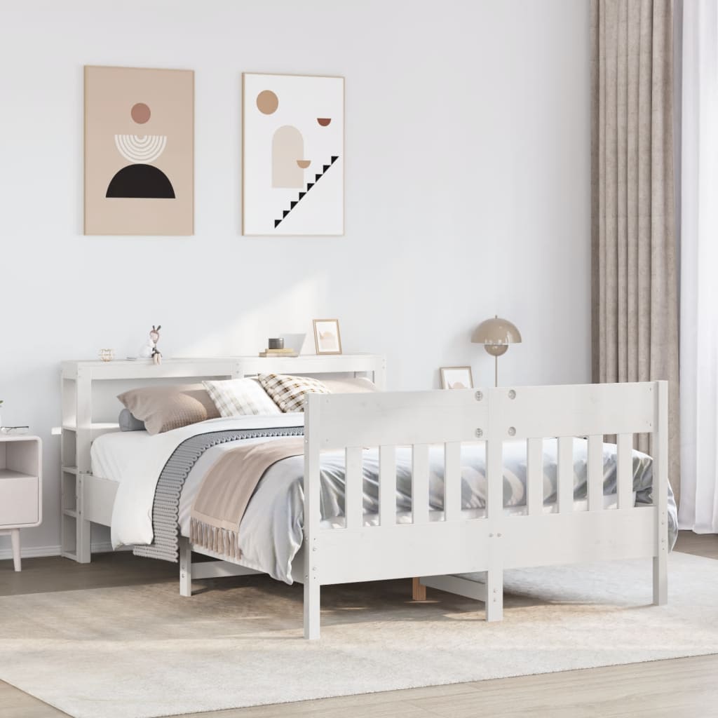 Bed Frame without Mattress White 120x200 cm Solid Wood Pine