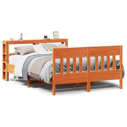Bed Frame without Mattress Wax Brown 140x190 cm Solid Wood Pine