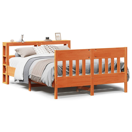 Bed Frame without Mattress Wax Brown 140x190 cm Solid Wood Pine