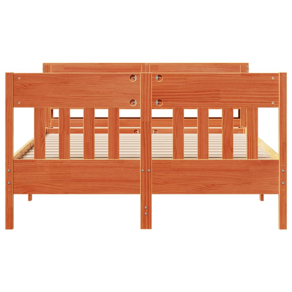 Bed Frame without Mattress Wax Brown 140x190 cm Solid Wood Pine