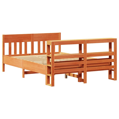 Bed Frame without Mattress Wax Brown 120x190 cm Small Double Solid Wood Pine