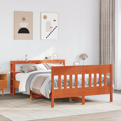 Bed Frame without Mattress Wax Brown 120x190 cm Small Double Solid Wood Pine