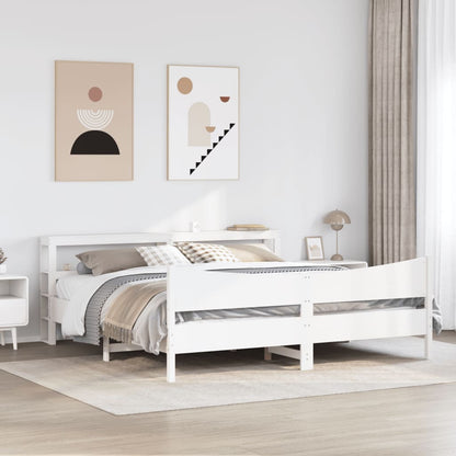 Bed Frame with Headboard White 180x200 cm Super King Solid Wood Pine