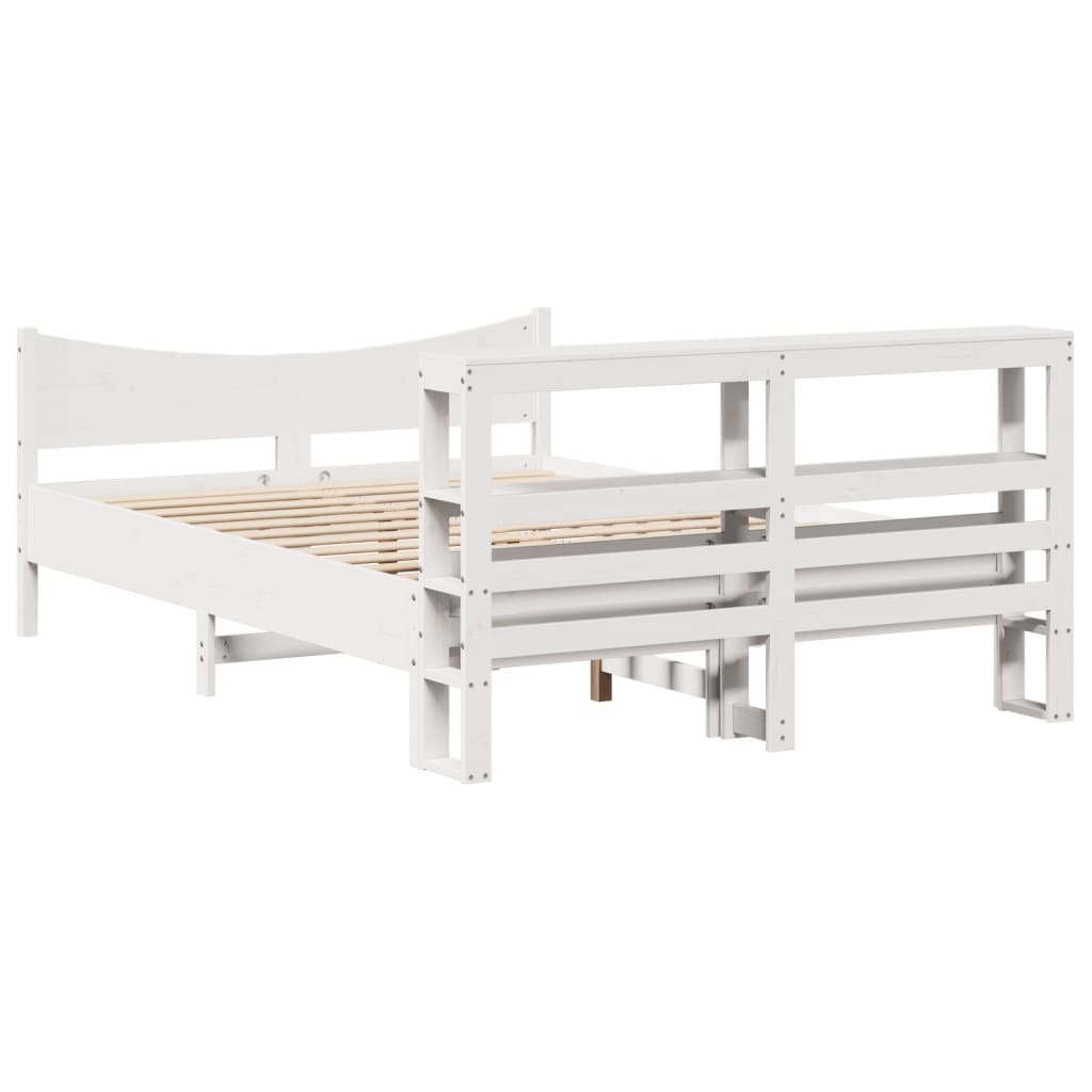 Bed Frame with Headboard White 150x200 cm King Size Solid Wood Pine