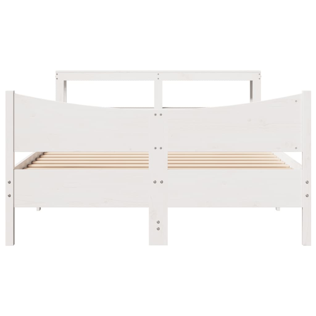 Bed Frame with Headboard White 120x200 cm Solid Wood Pine