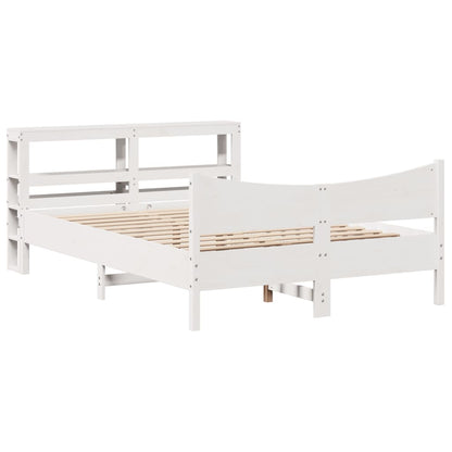 Bed Frame with Headboard White 140x190 cm Solid Wood Pine