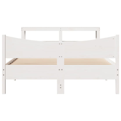 Bed Frame with Headboard White 140x190 cm Solid Wood Pine