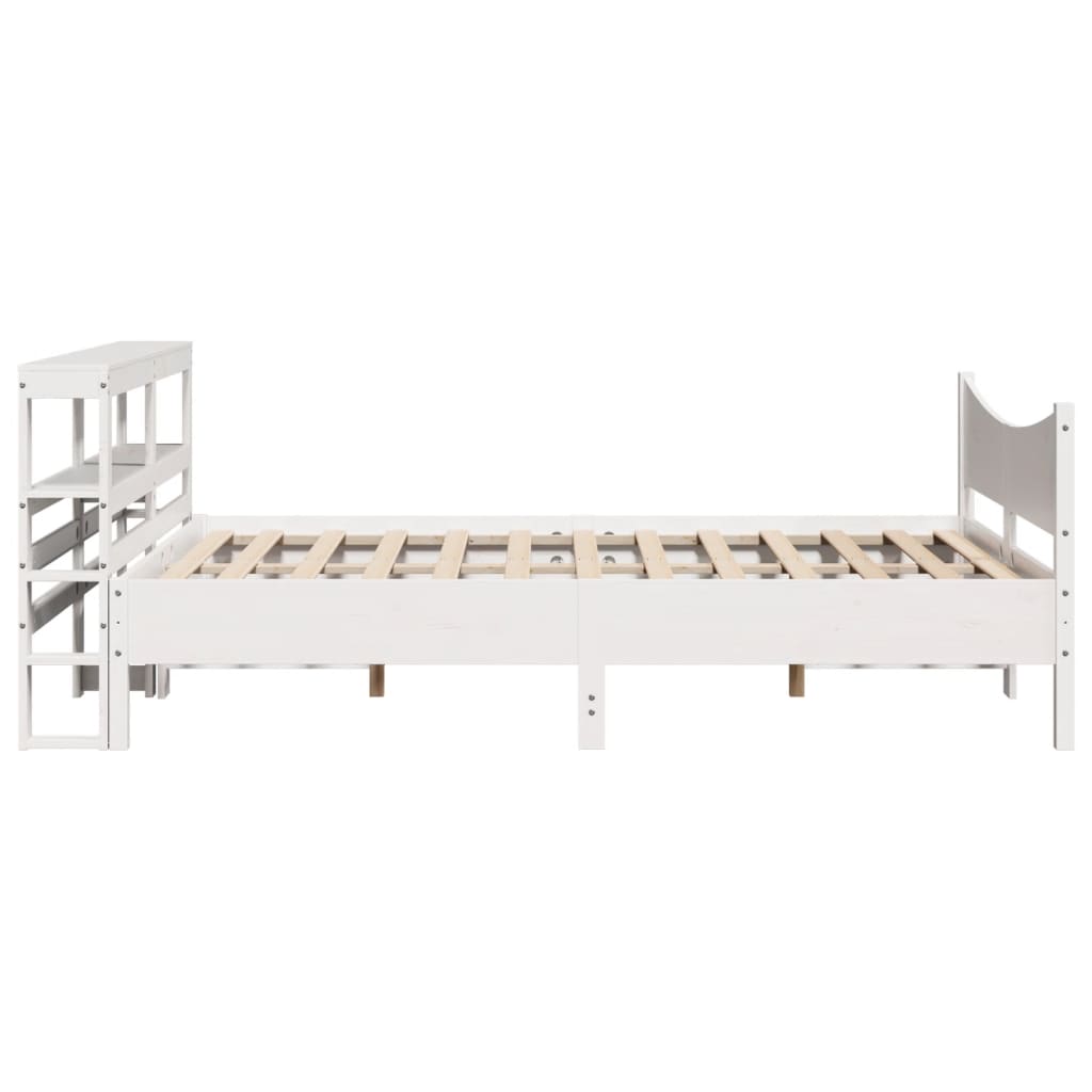 Bed Frame with Headboard White 140x190 cm Solid Wood Pine