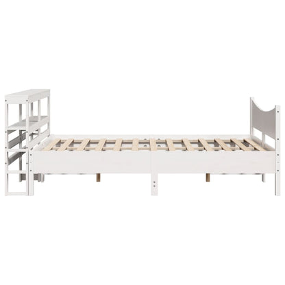 Bed Frame with Headboard White 140x190 cm Solid Wood Pine