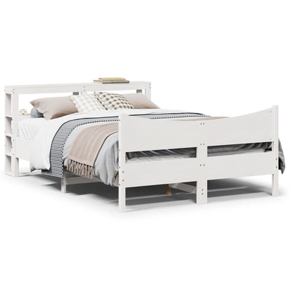 Bed Frame with Headboard White 140x190 cm Solid Wood Pine