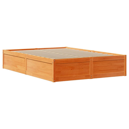 Bed Frame with Headboard Wax Brown 160x200 cm Solid Wood Pine