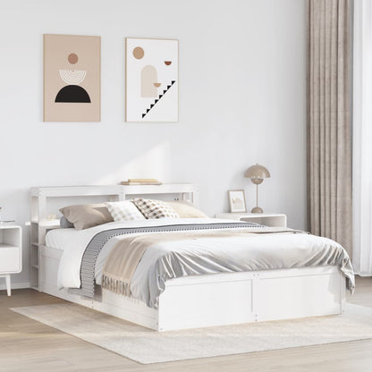 Bed Frame with Headboard White 120x190 cm Small Double Solid Wood Pine