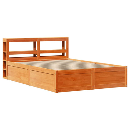 Bed Frame with Headboard Wax Brown 120x190 cm Small Double Solid Wood Pine