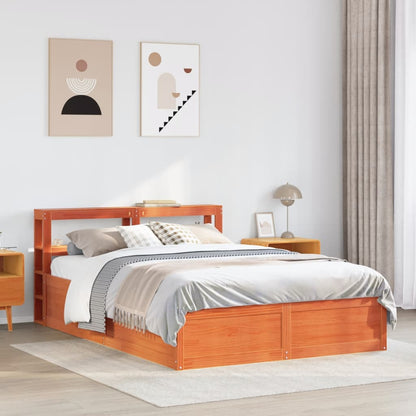 Bed Frame with Headboard Wax Brown 120x190 cm Small Double Solid Wood Pine