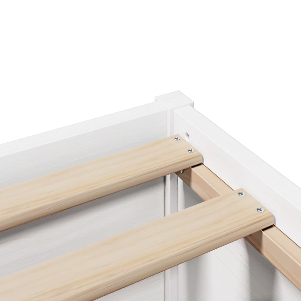 Bed Frame with Headboard White 75x190 cm Small Single Solid Wood Pine