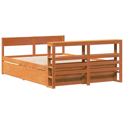 Bed Frame without Mattress Wax Brown 140x200 cm Solid Wood Pine