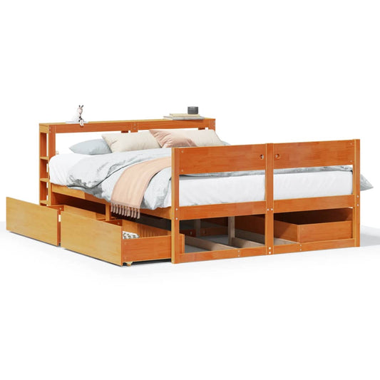 Bed Frame without Mattress Wax Brown 120x200 cm Solid Wood Pine
