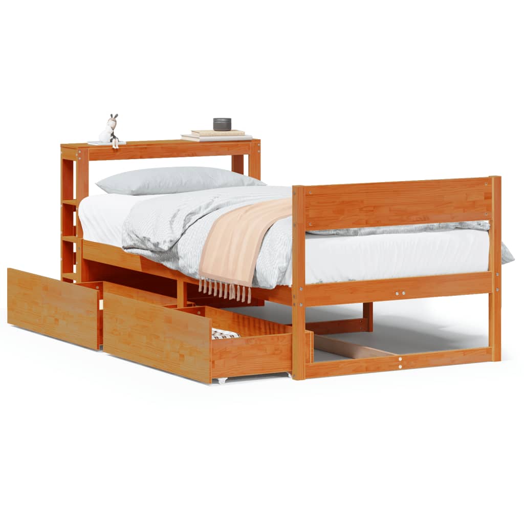 Bed Frame without Mattress Wax Brown 100x200 cm Solid Wood Pine