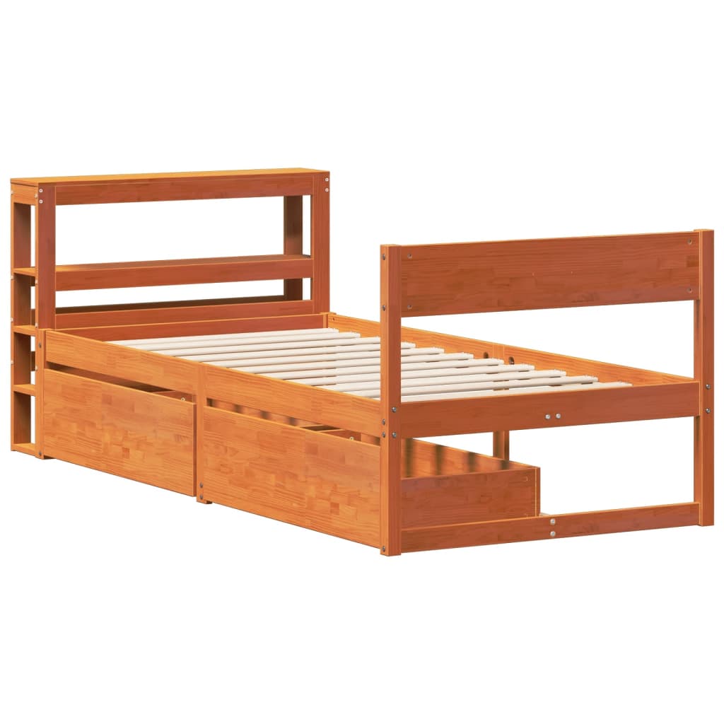 Bed Frame without Mattress Wax Brown 100x200 cm Solid Wood Pine