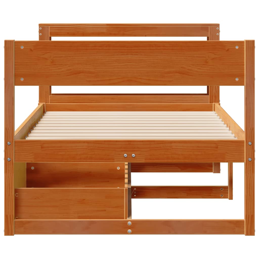 Bed Frame without Mattress Wax Brown 100x200 cm Solid Wood Pine