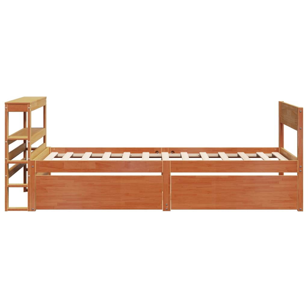 Bed Frame without Mattress Wax Brown 100x200 cm Solid Wood Pine
