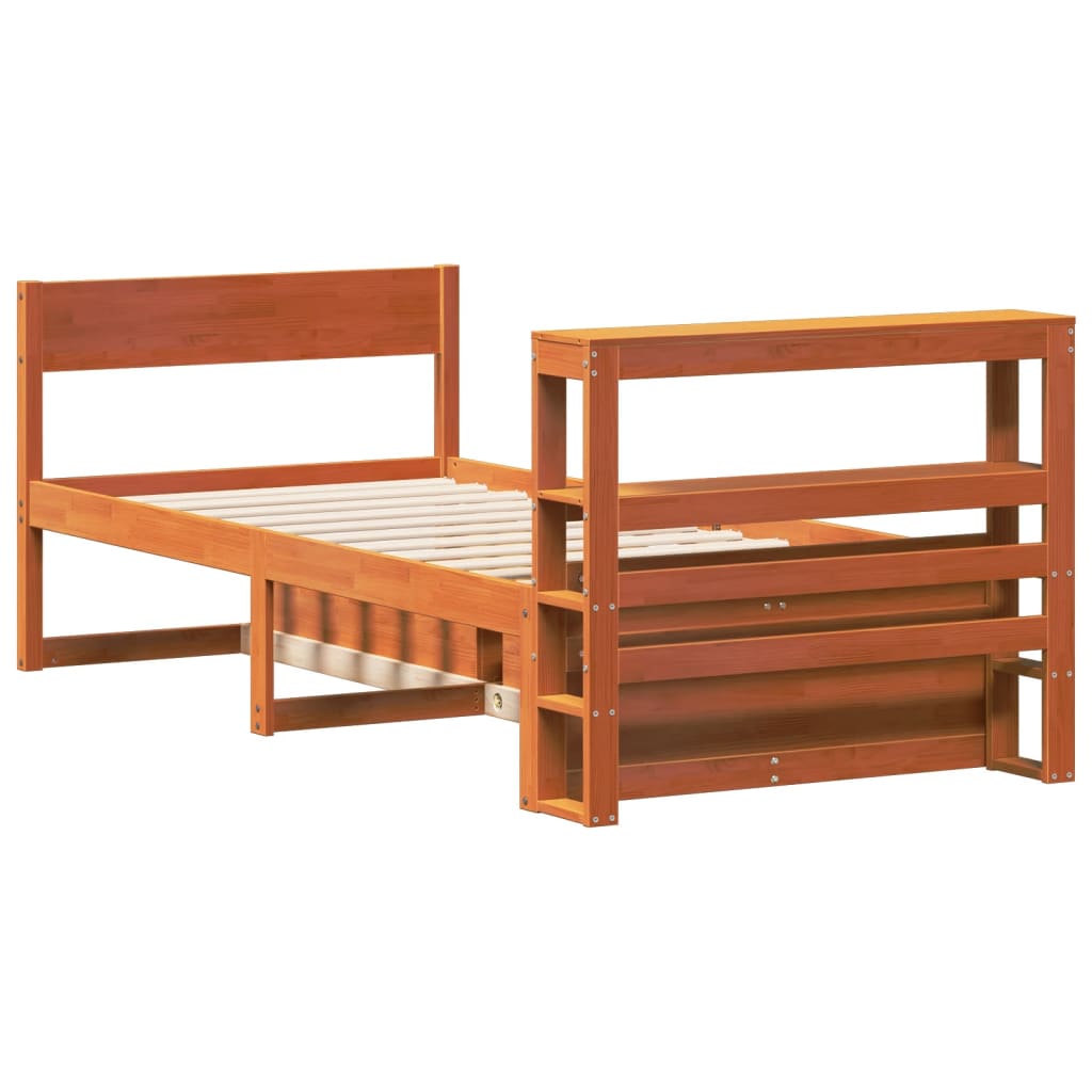 Bed Frame without Mattress Wax Brown 100x200 cm Solid Wood Pine