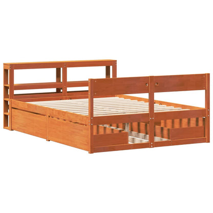 Bed Frame without Mattress Wax Brown 140x190 cm Solid Wood Pine
