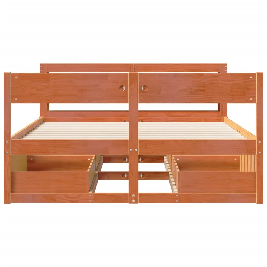 Bed Frame without Mattress Wax Brown 140x190 cm Solid Wood Pine