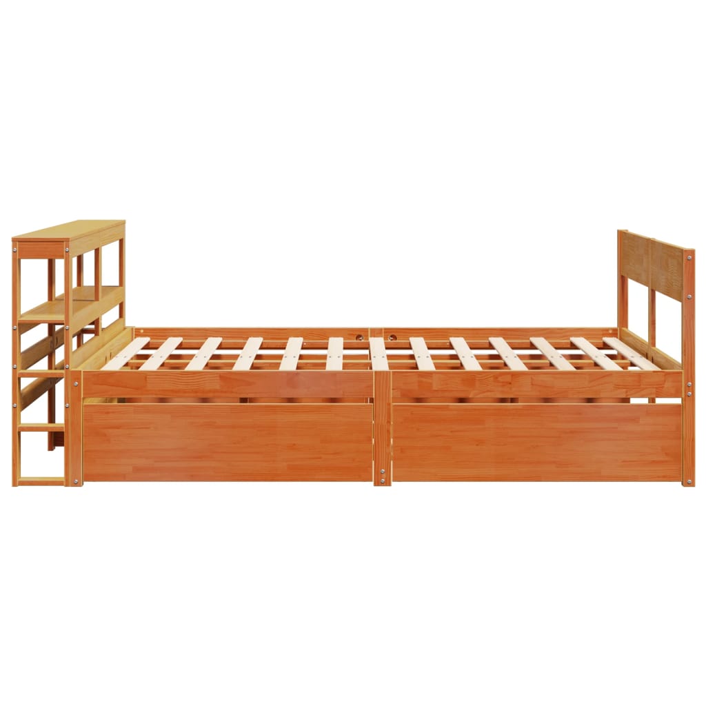 Bed Frame without Mattress Wax Brown 140x190 cm Solid Wood Pine