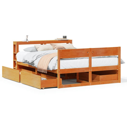 Bed Frame without Mattress Wax Brown 135x190 cm Double Solid Wood Pine