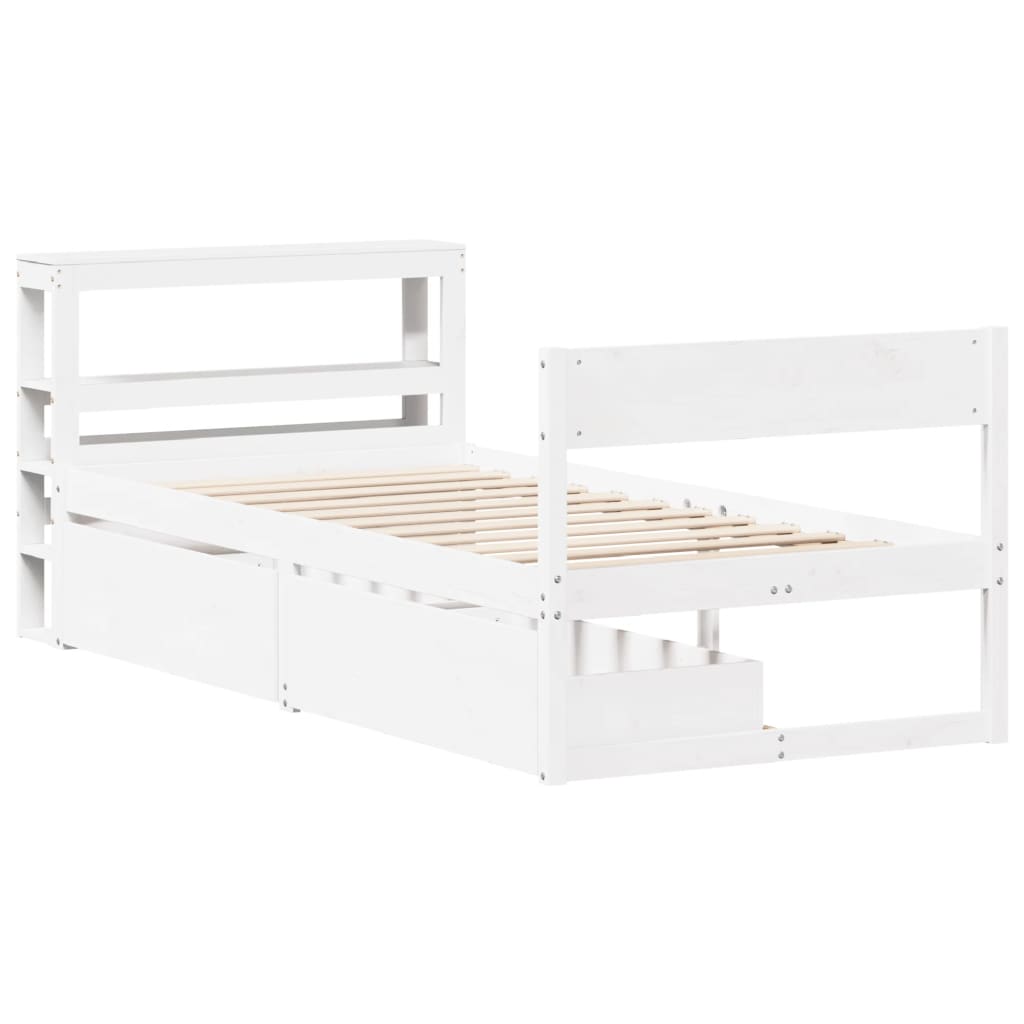 Bed Frame without Mattress White 75x190 cm Small Single Solid Wood Pine