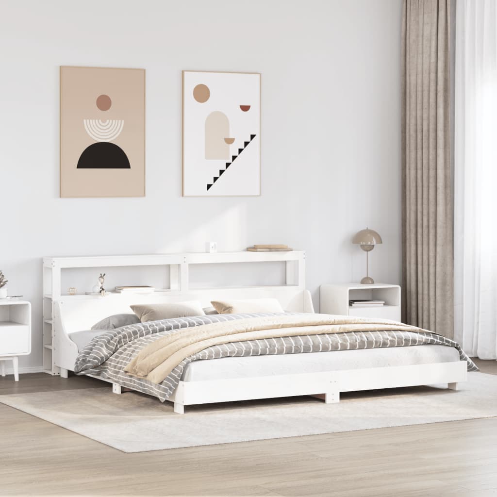 Bed Frame without Mattress White 180x200 cm Super King Solid Wood Pine