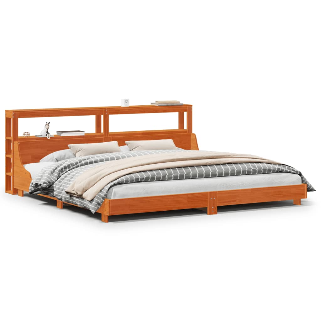 Bed Frame without Mattress Wax Brown 180x200 cm Super King Solid Wood Pine