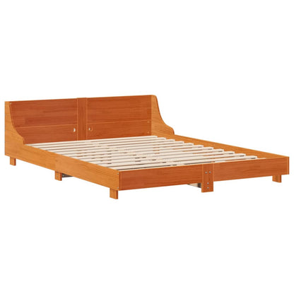 Bed Frame without Mattress Wax Brown 160x200 cm Solid Wood Pine