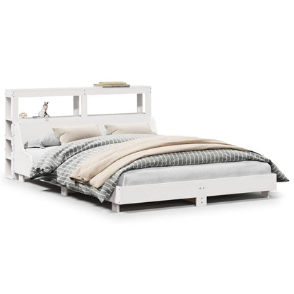 Bed Frame without Mattress White 150x200 cm King Size Solid Wood Pine