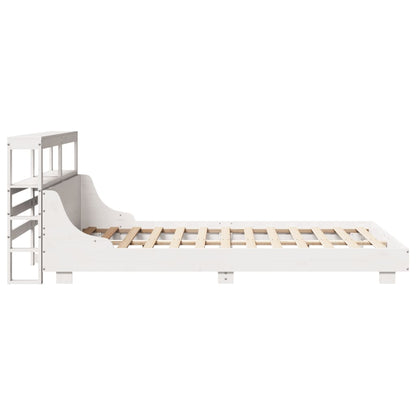 Bed Frame without Mattress White 150x200 cm King Size Solid Wood Pine