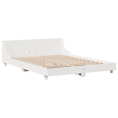 Bed Frame without Mattress White 150x200 cm King Size Solid Wood Pine