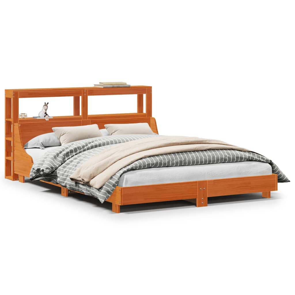 Bed Frame without Mattress Wax Brown 140x200 cm Solid Wood Pine