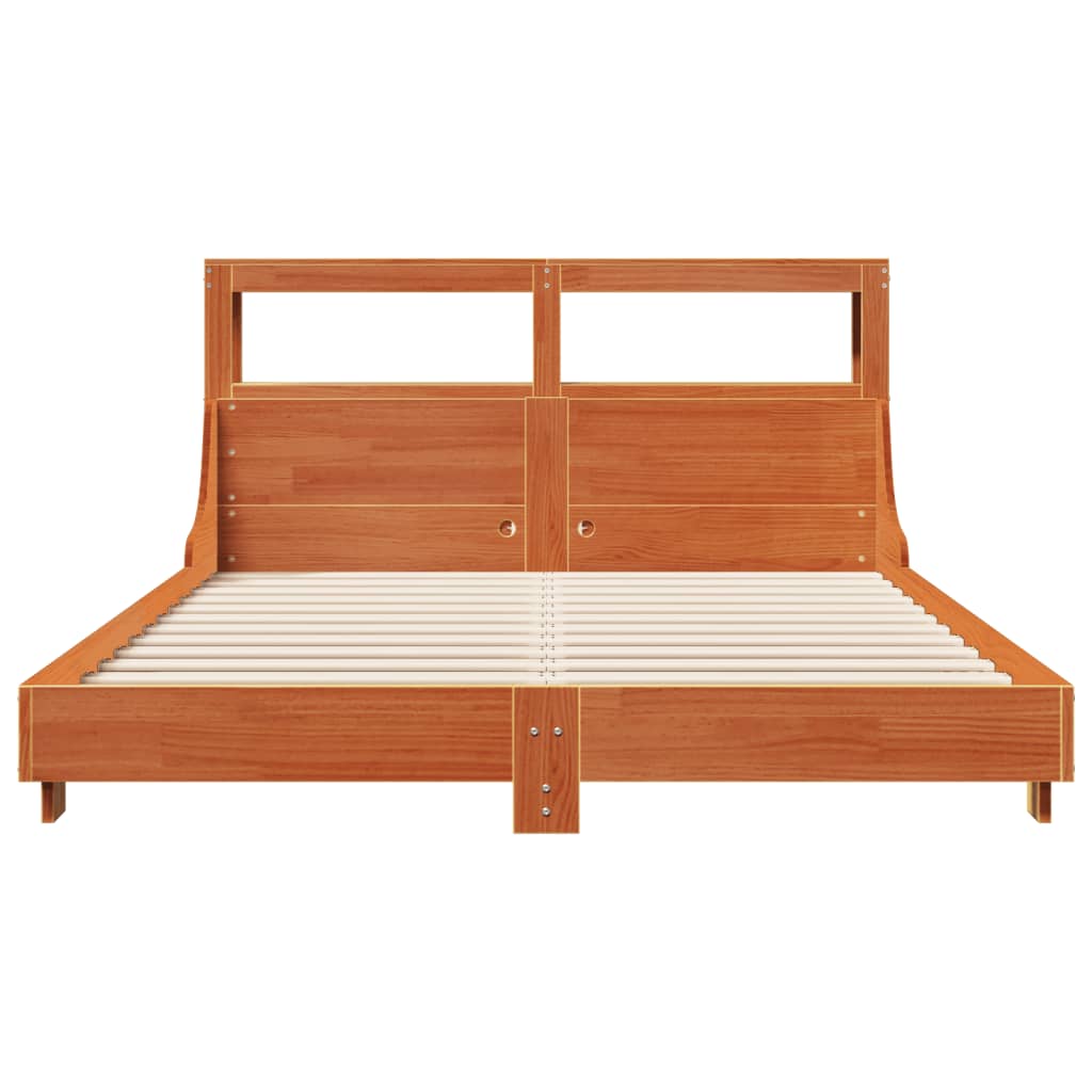 Bed Frame without Mattress Wax Brown 140x200 cm Solid Wood Pine