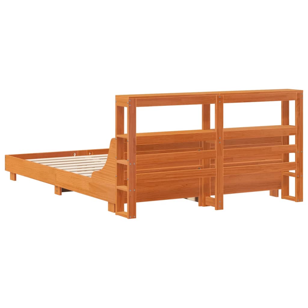 Bed Frame without Mattress Wax Brown 140x200 cm Solid Wood Pine