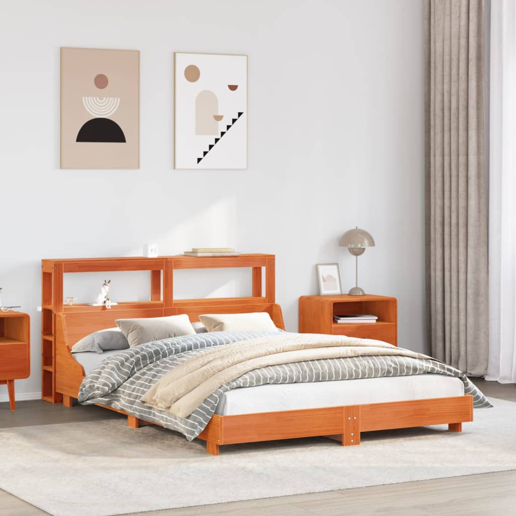 Bed Frame without Mattress Wax Brown 120x190 cm Small Double Solid Wood Pine