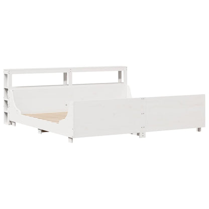 Bed Frame without Mattress White 200x200 cm Solid Wood Pine