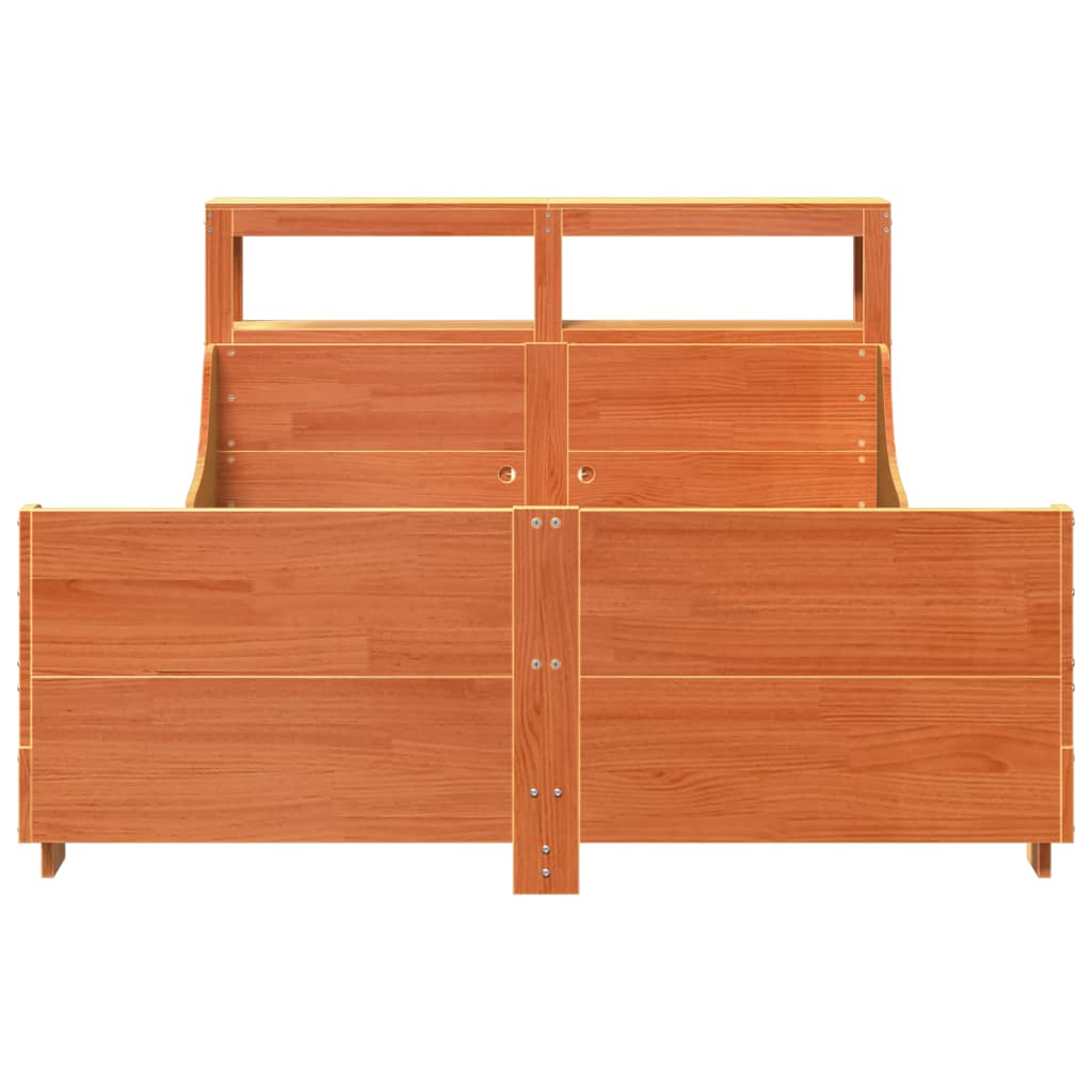 Bed Frame without Mattress Wax Brown 160x200 cm Solid Wood Pine