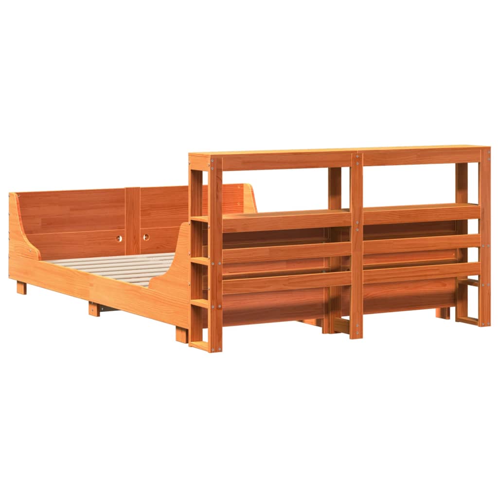 Bed Frame without Mattress Wax Brown 160x200 cm Solid Wood Pine